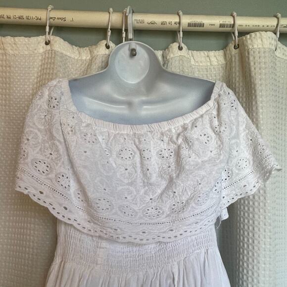 NAOO Nation AK Outfits Boho, Tiered, Off-Shoulder, White Maxi Dress, 1X - Picture 6 of 6